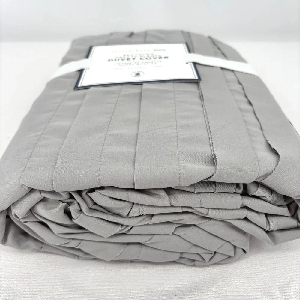 Pottery Barn Dorm Pretty Pleats Duvet Cover Twin Gray Recycled Polyester New
